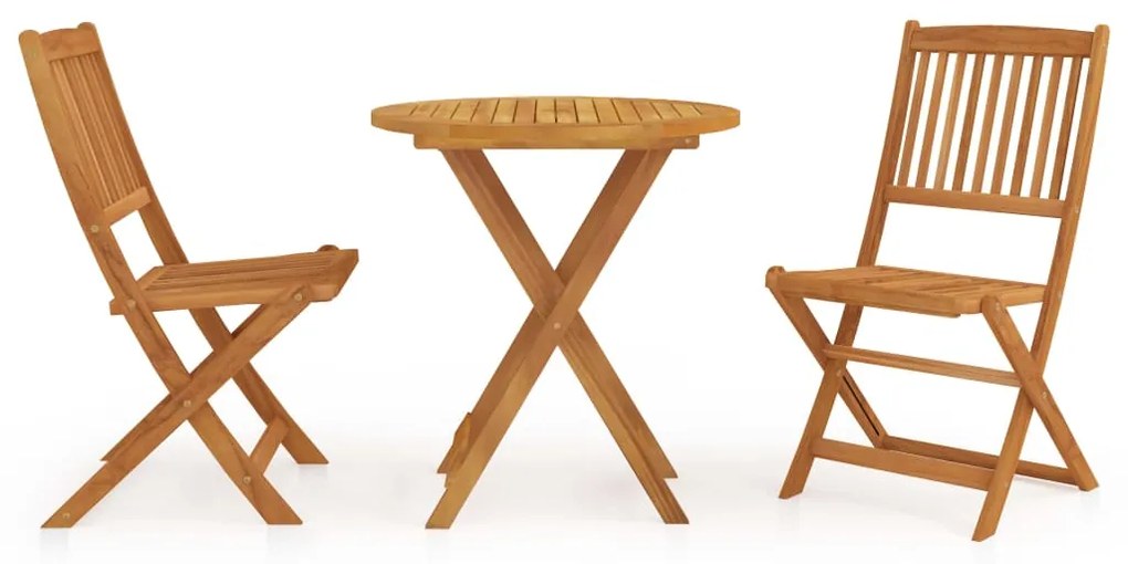 vidaXL 3 pcs conjunto jantar dobrável p/ jardim madeira acácia maciça