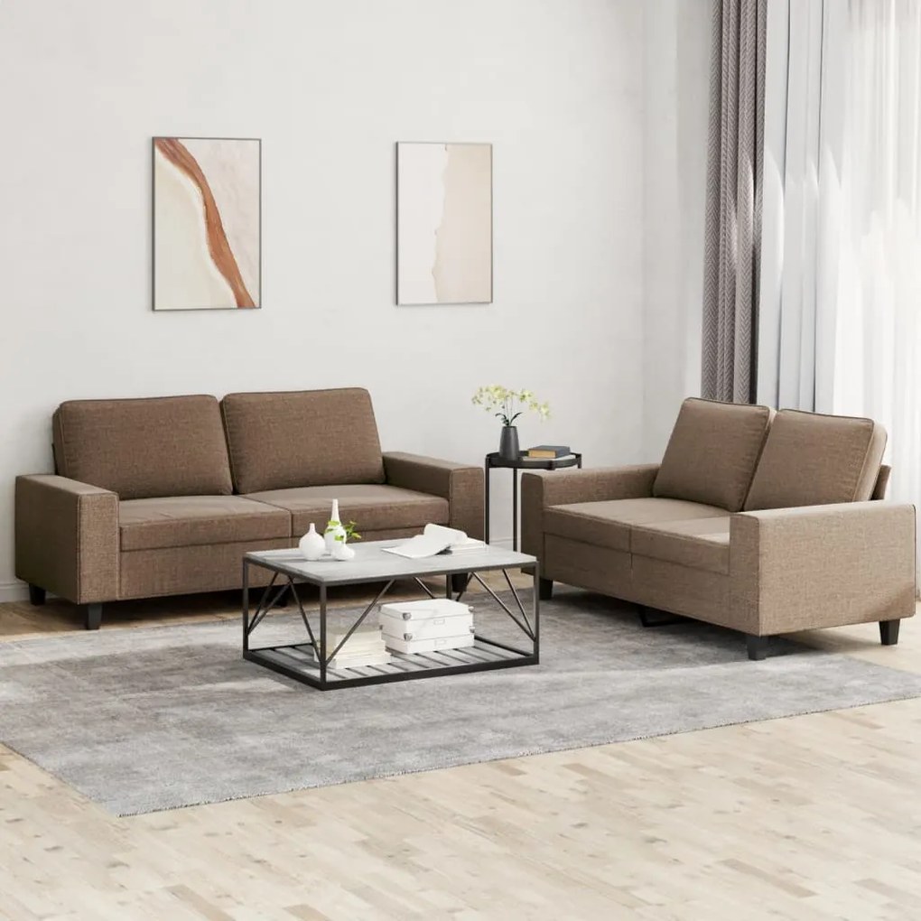 vidaXL 2 pcs conjunto de sofás tecido castanho