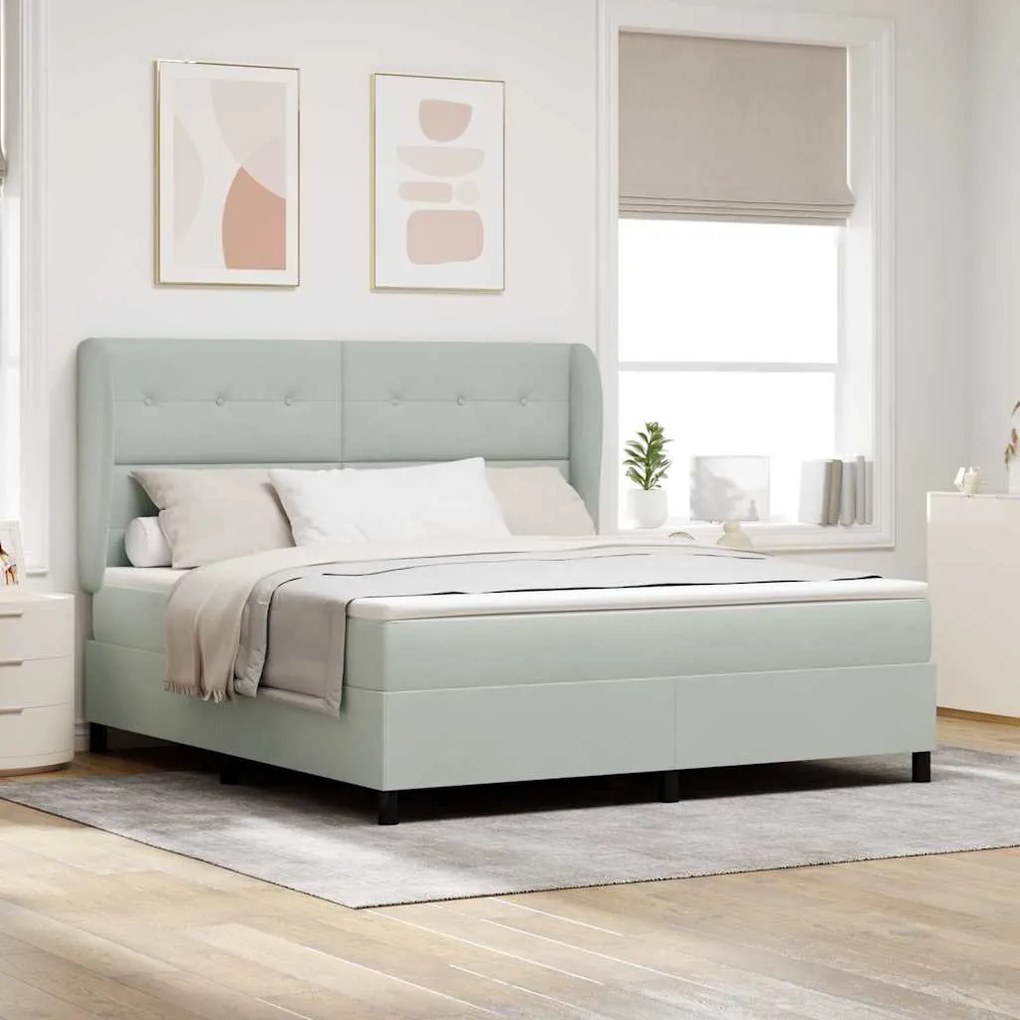 vidaXL Cama Box com colchão Cinzento-claro 200 x 180 cm Poliéster