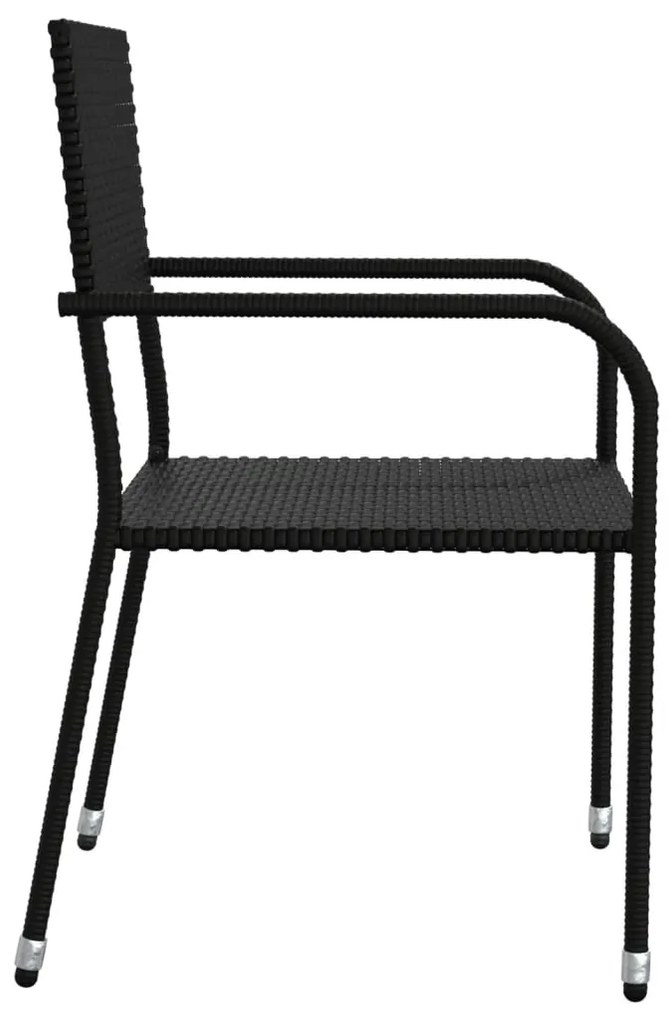 5 pcs conjunto de jantar p/ jardim vime PE preto