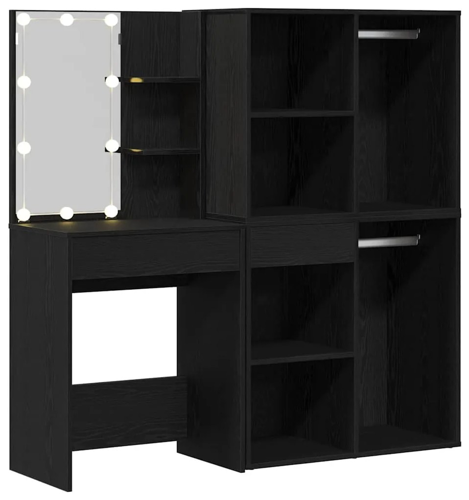 Mesa de Maquiagem com 2 Armários Carvalho Preto Madeira Engenheirada