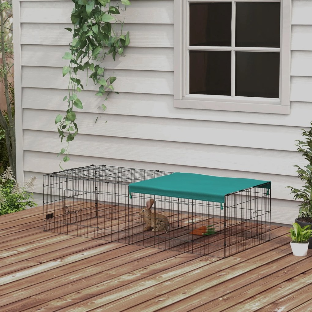 Recinto modular em aço com lona para coelhos, roedores e pequenos animais, para interior e exterior, 185 x 75 x 50 cm, verde