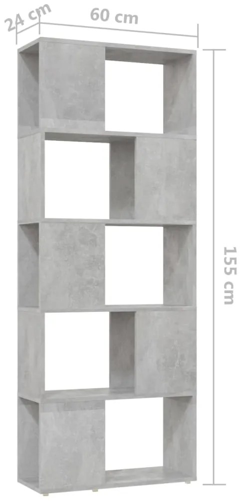 Estante/divisória 60x24x155 cm cinzento cimento