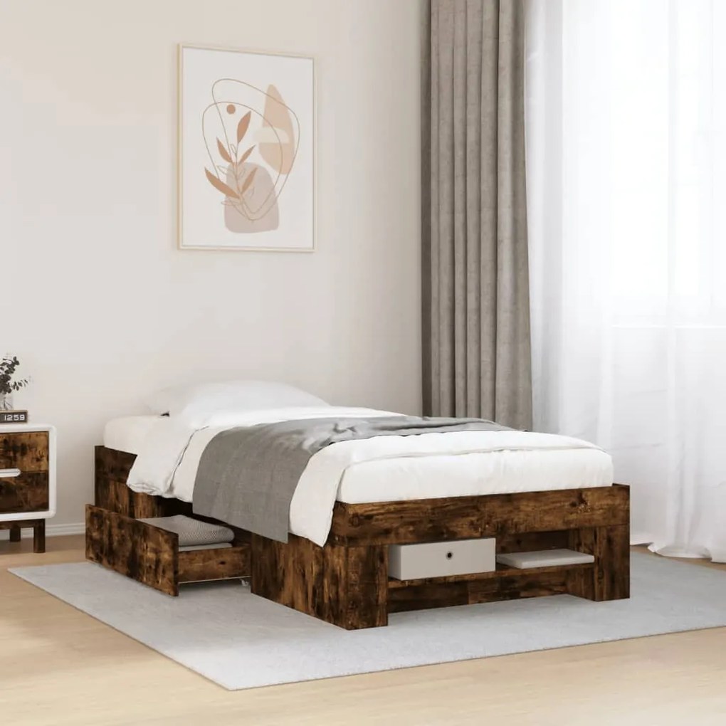 Estrutura cama s/ colchão derivados de madeira carvalho fumado