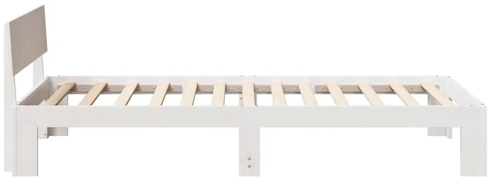 Estrado de Cama com Cabeceira Branca 75x190 cm Madeira de Pinho Maciça