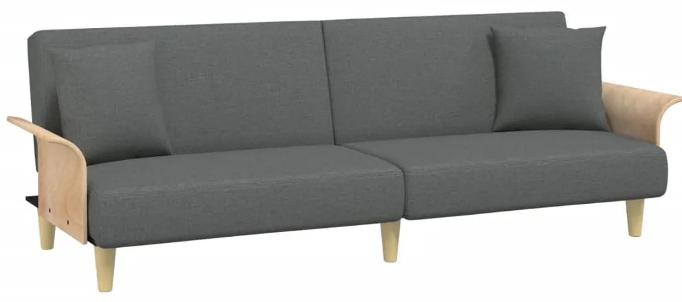Sofá-cama 2 lugares c/ almofadas/apoio pés veludo cinza-escuro