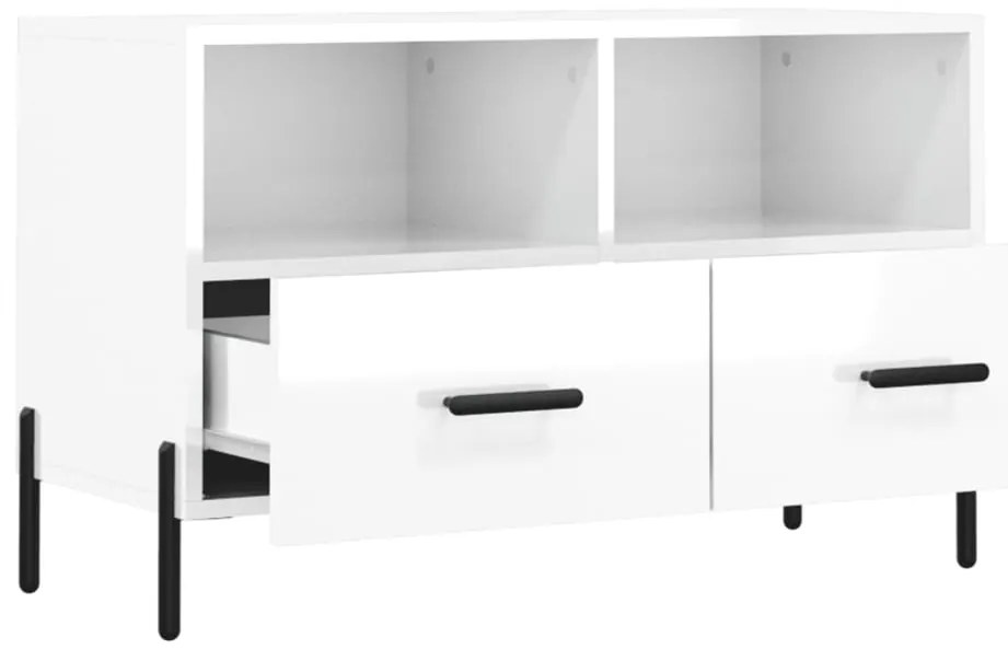Móvel de TV 80x36x50 cm derivados de madeira branco brilhante
