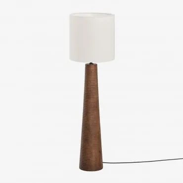 Luminária De Chão Em Madeira De Manga Malva ↑70 Cm & Branco Ø30 Cm - ↑30 Cm Arlina - Sklum