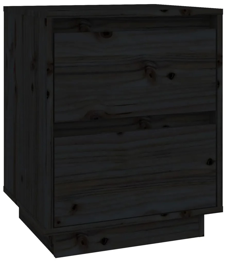 Mesas de cabeceira 2 pcs 40x35x50 cm pinho maciço preto