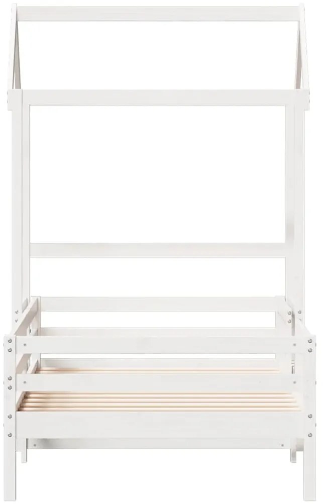 Estrutura de cama com telhado 80x200 cm pinho maciço branco