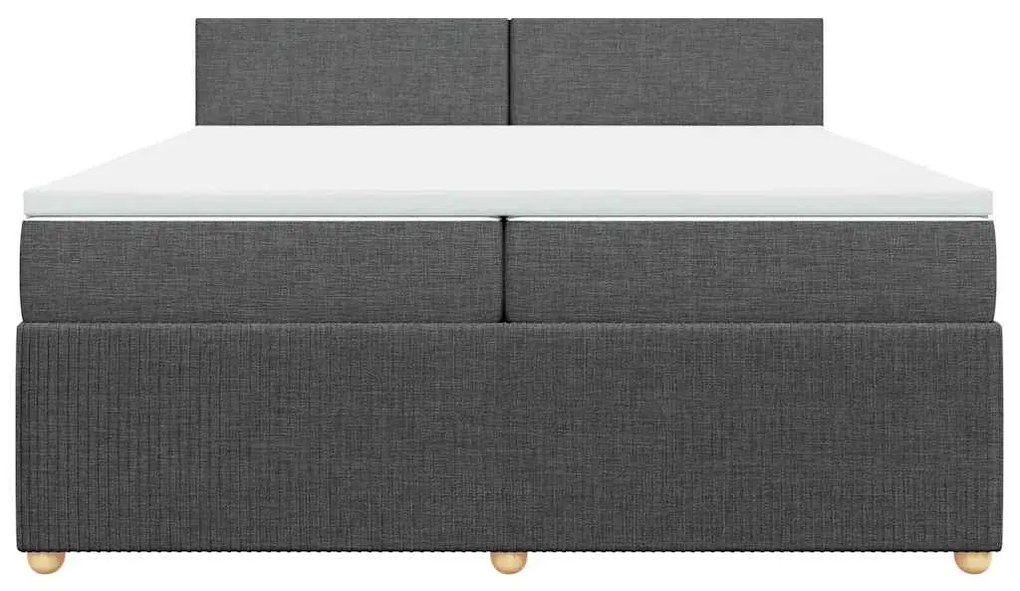 Cama com molas/colchão 200x200 cm tecido cinzento-escuro
