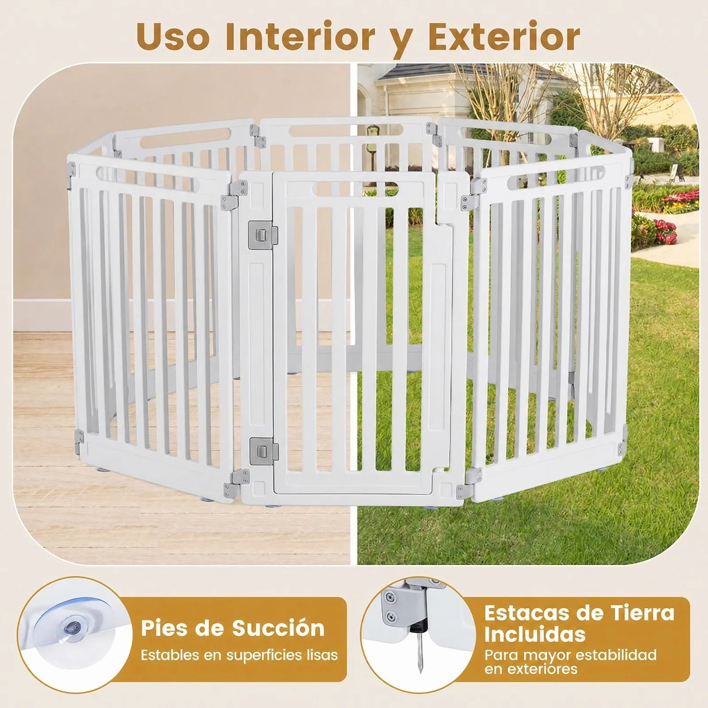 Conjunto de 7 Painéis para Parque para Cães com Porta, 53 x 81 cm, Configuração Flexível, Branco