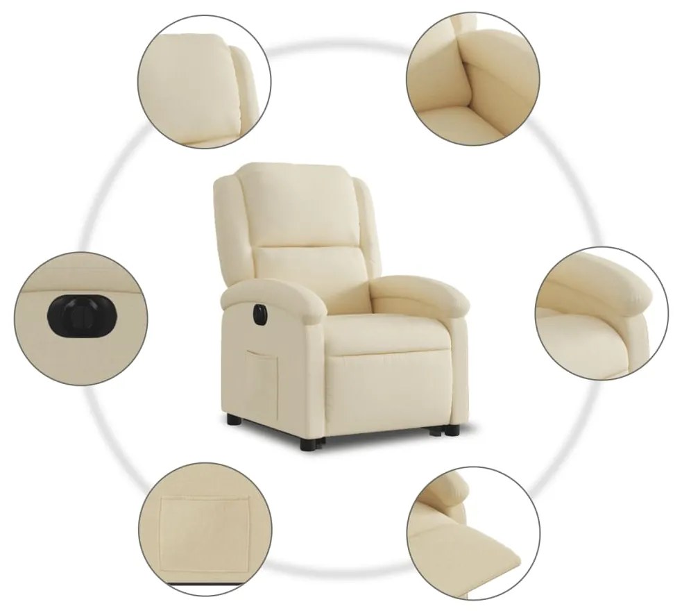 Poltrona reclinável elevatória elétrica tecido cor creme