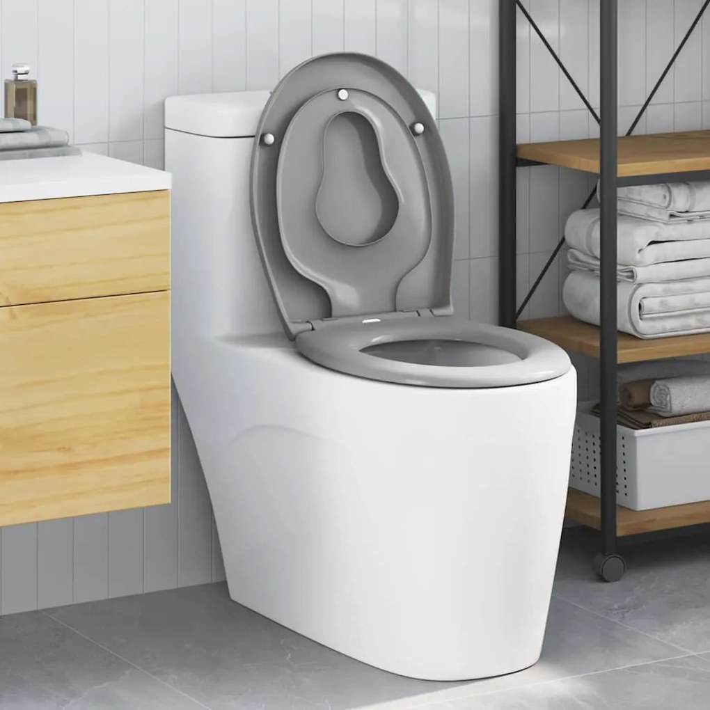 vidaXL Assento de Toilette de Liberação Rápida Cinzeto