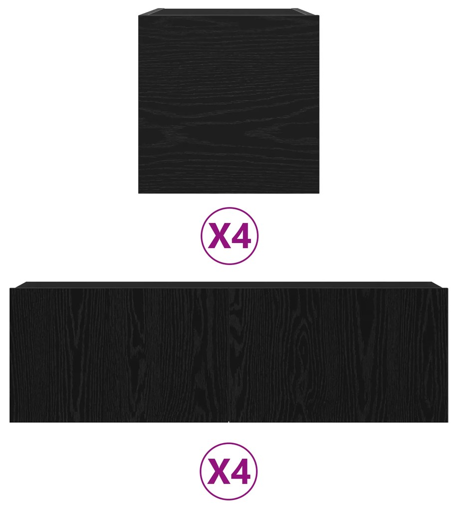 Conjunto de armários para TV vidaXL de 6 peças em carvalho preto monta