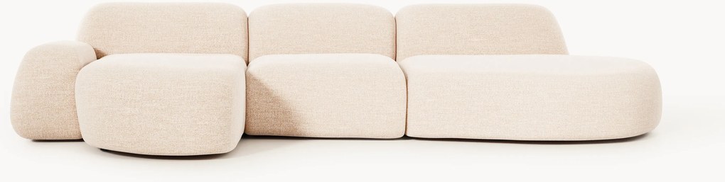 Sofá de canto modular em bouclé com chaise longue Wolke (4 lugares)