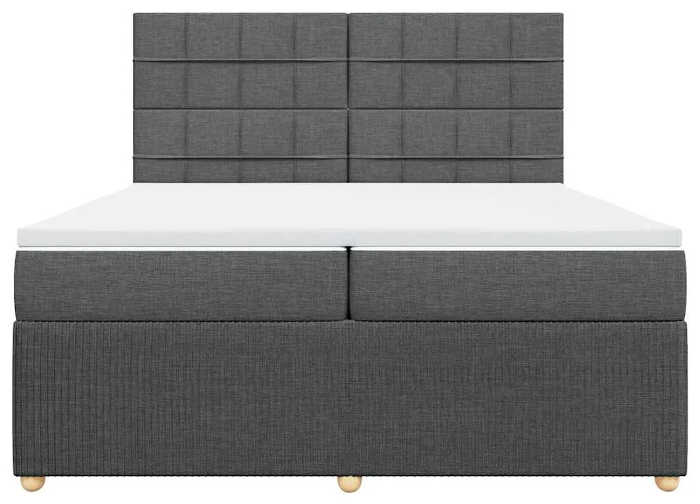 Cama com molas/colchão 200x200 cm tecido cinzento-escuro