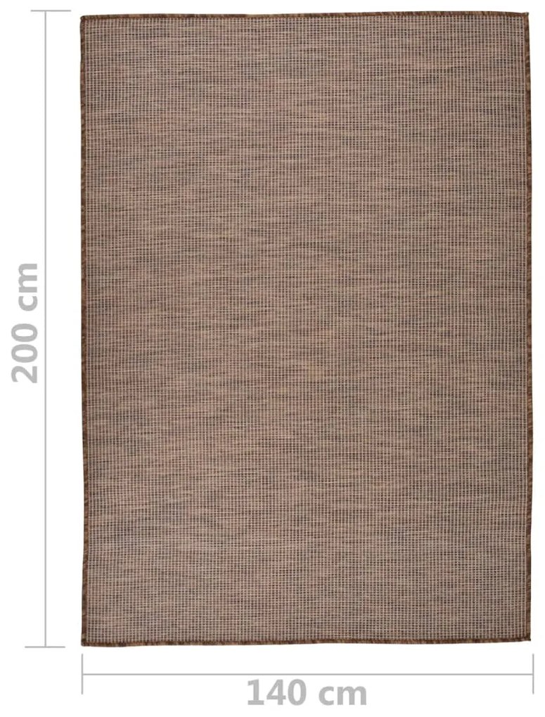 Tapete de tecido plano para exterior 140x200 cm castanho
