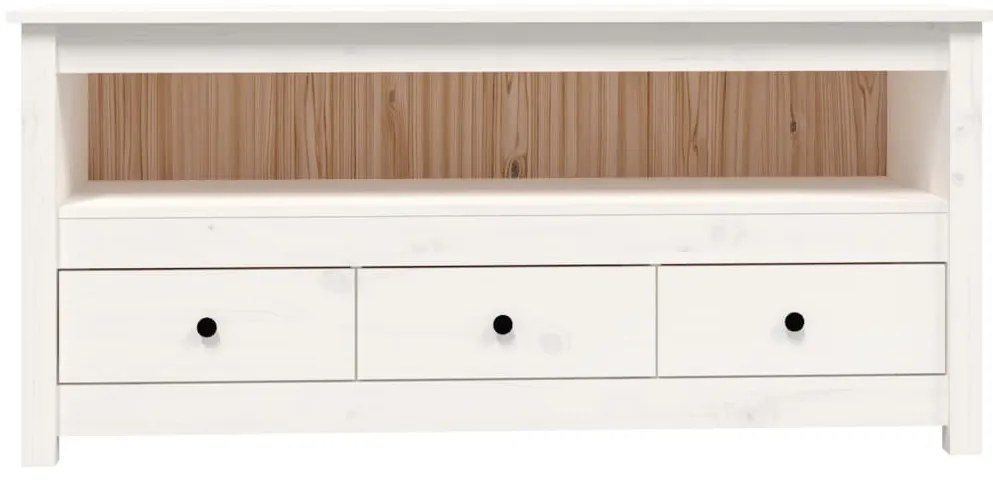 Móvel de TV 114x35x52 cm madeira de pinho maciça branco