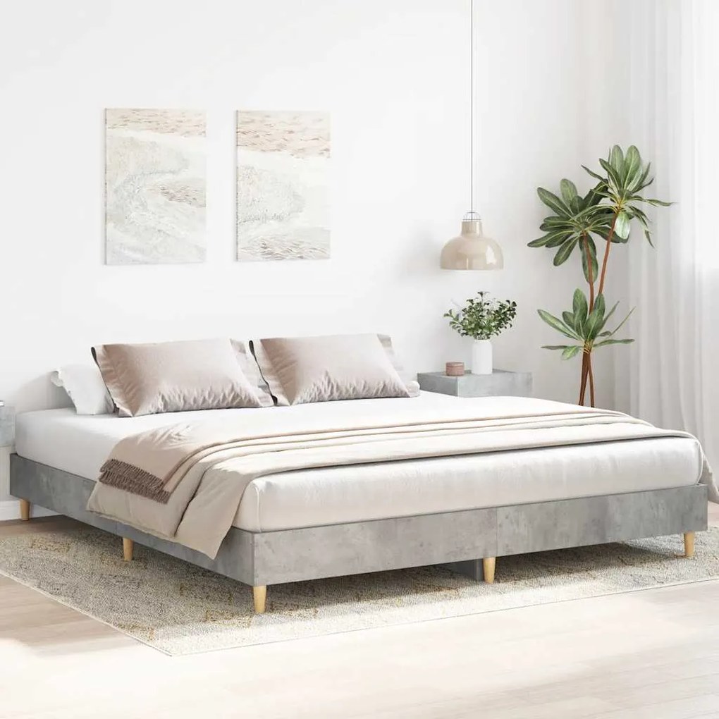 Estrutura de cama sem colchão 200x200 cm cinzento cimento