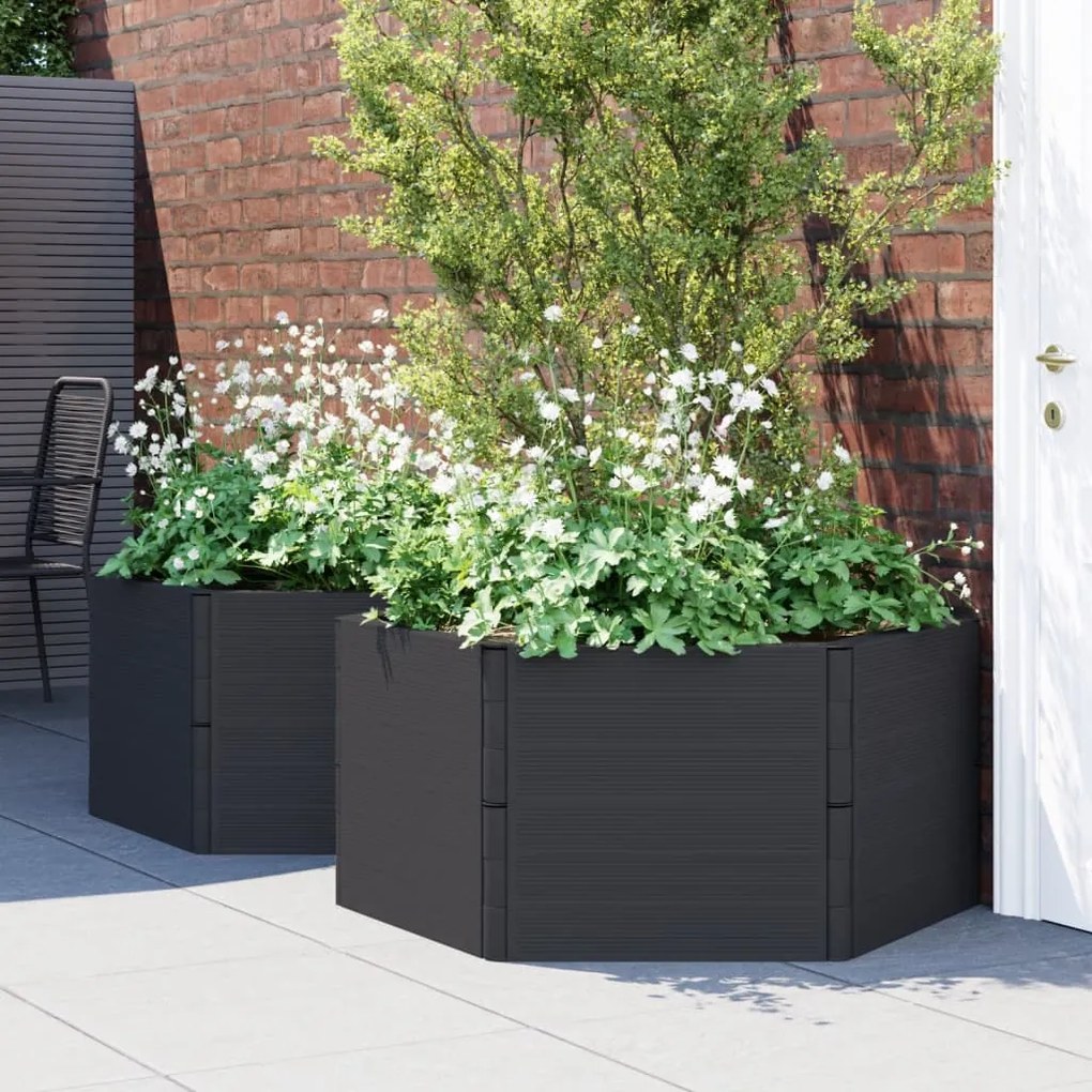 vidaXL Vasos/floreiras de jardim 2 pcs PP antracite