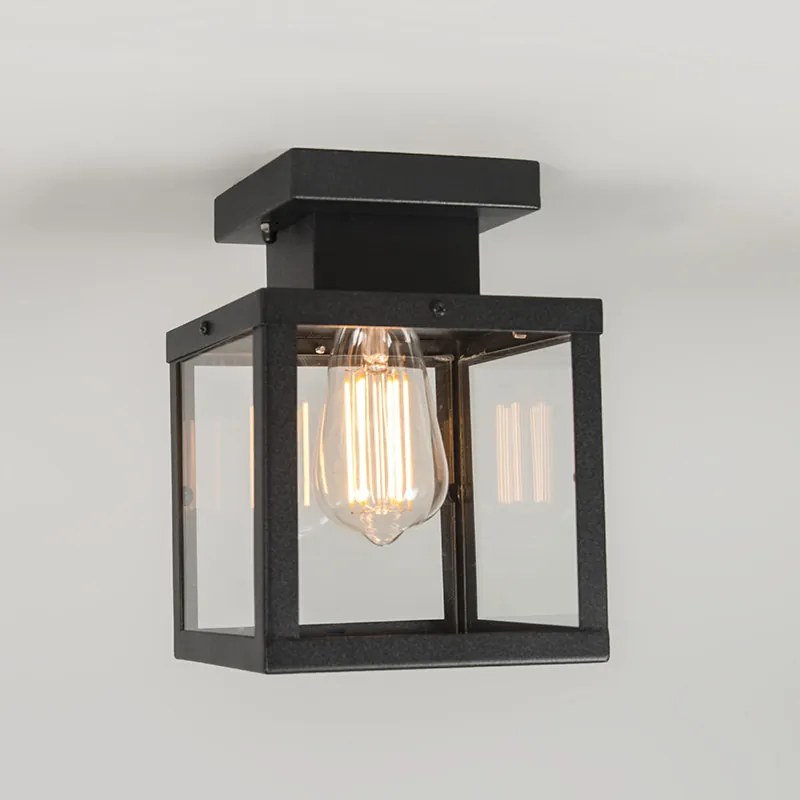 Luminária de teto exterior industrial preta 1 luz - Rotterdam Moderno