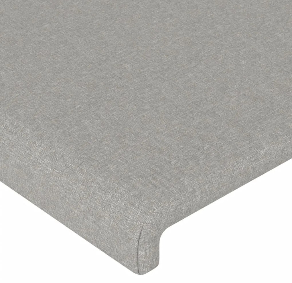 Cabeceira cama c/ luzes LED tecido 103x16x118/128cm cinza-claro