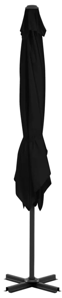 Guarda-sol cantilever com poste de alumínio 250x250 cm preto