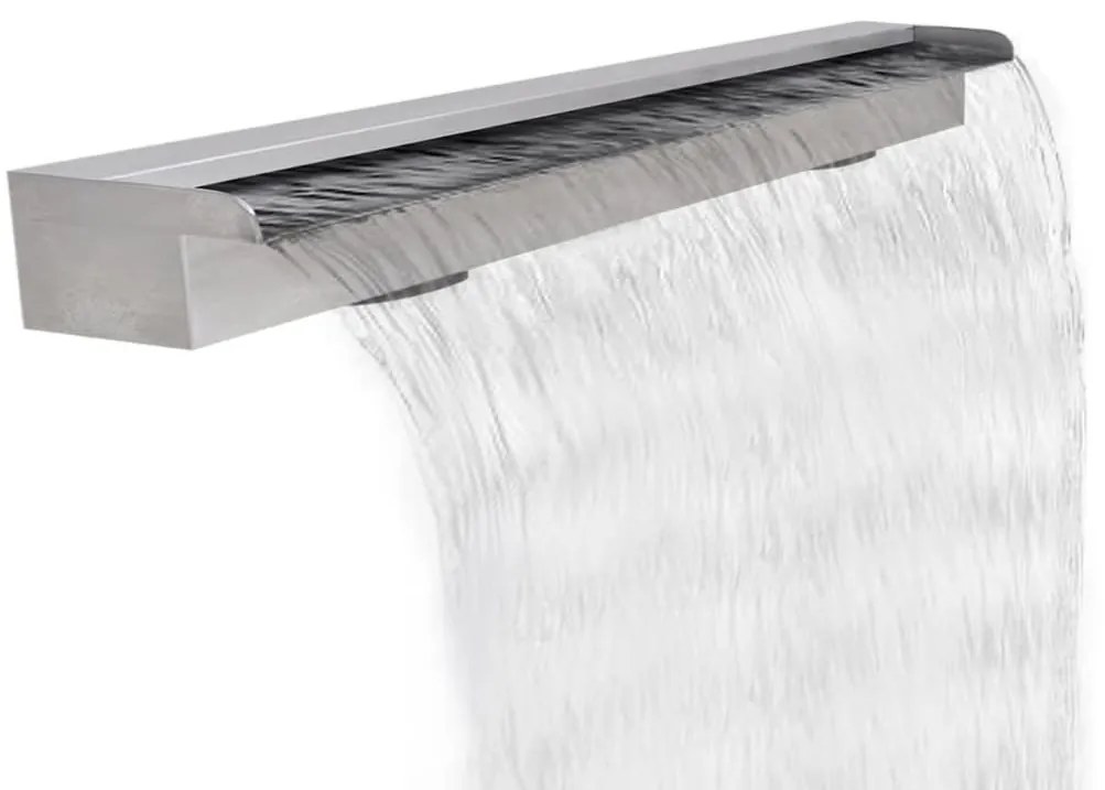 vidaXL Fonte para piscina retangular 120 cm aço inoxidável