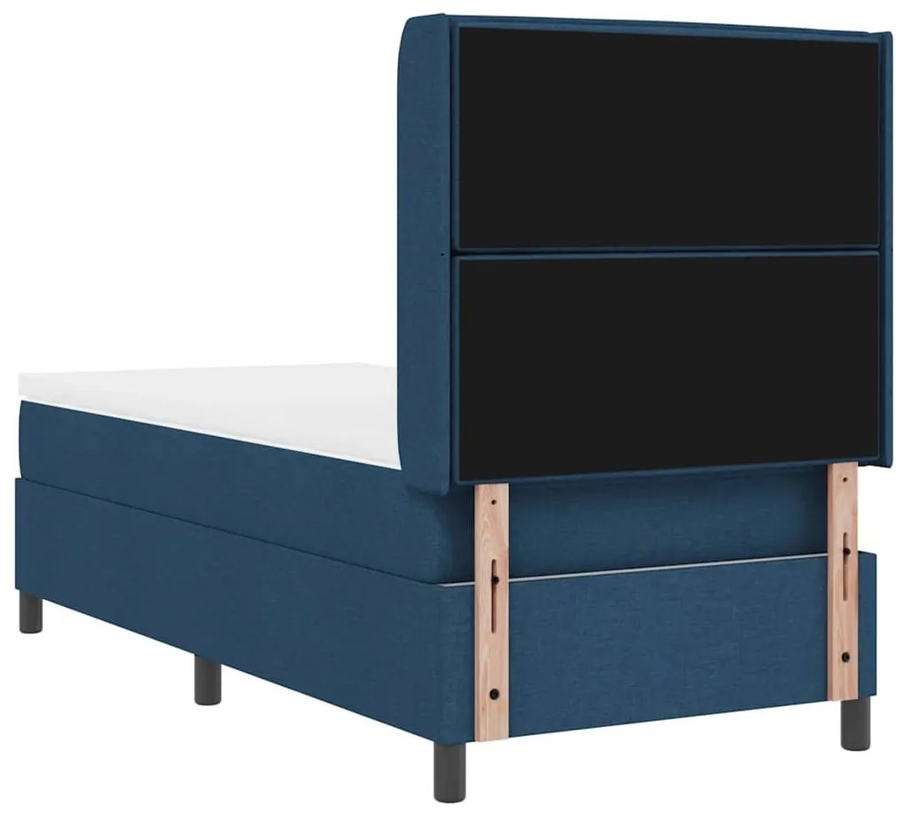 Cama Box com Colchão - Azul, 90 x 200 cm, Tecido