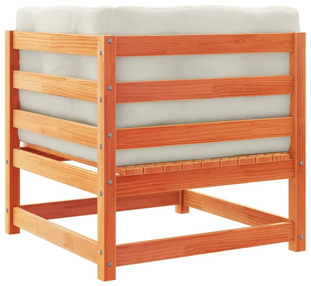 7pcs conj. sofás jardim c/ almofadões pinho maciço castanho mel