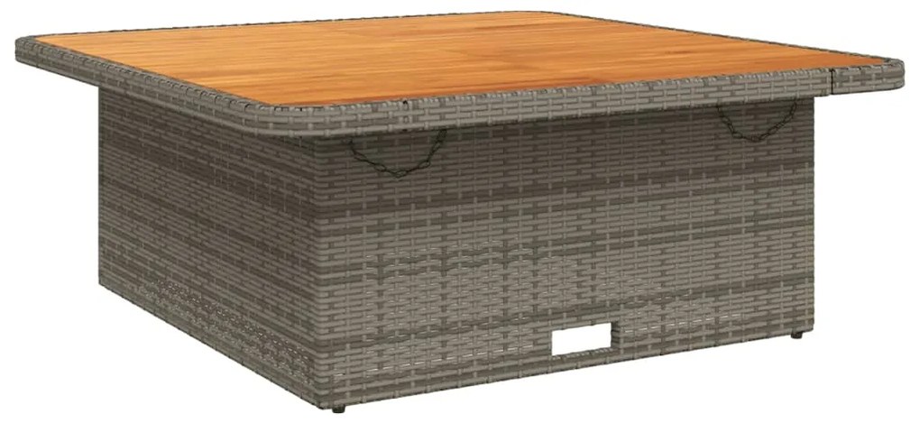 Mesa de jardim 110x110x71 cm vime PE e madeira de acácia cinza