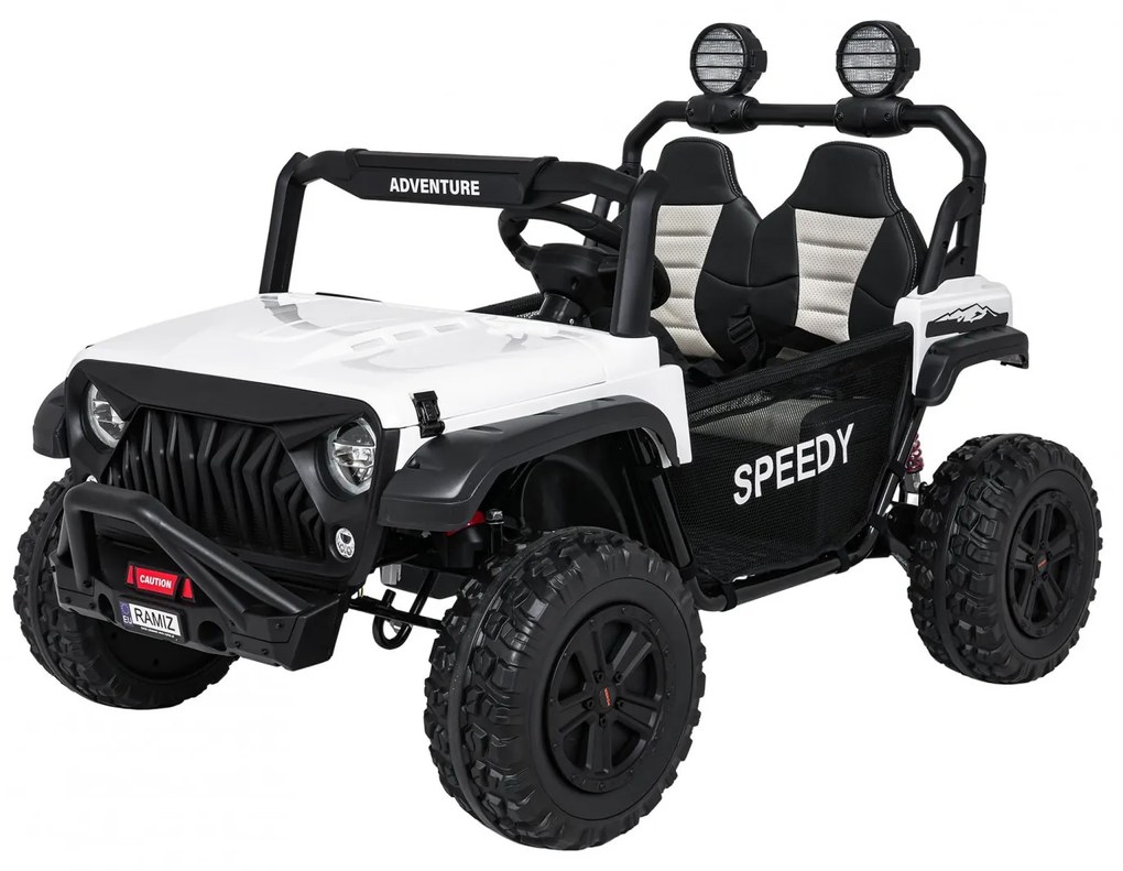 Jipe elétrico para Crianças 2 Lugares 24V 4x4 PASSION 4x4 Off-Road Rodas Espuma EVA, Assento couro ecológico Branco