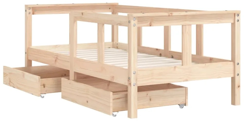 Estrutura de cama infantil c/ gavetas 70x140 cm pinho maciço