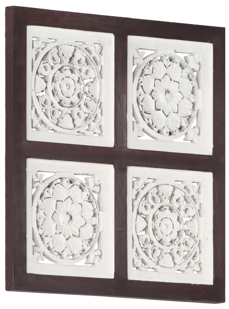 Painel parede esculpido à mão MDF 40x40x1,5 cm castanho/branco