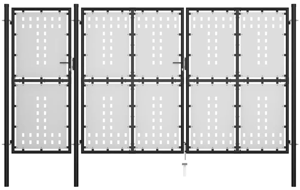 vidaXL Portão de jardim 400x150 cm aço preto