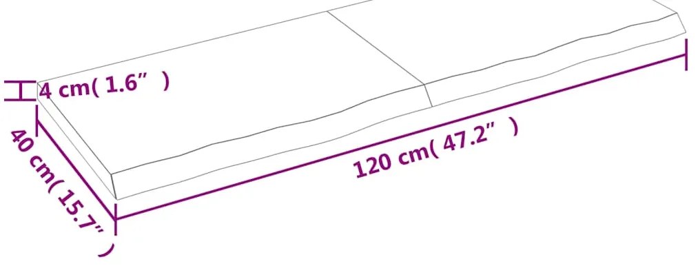 Prateleira de parede 120x40x(2-4)cm carvalho maciço não tratado