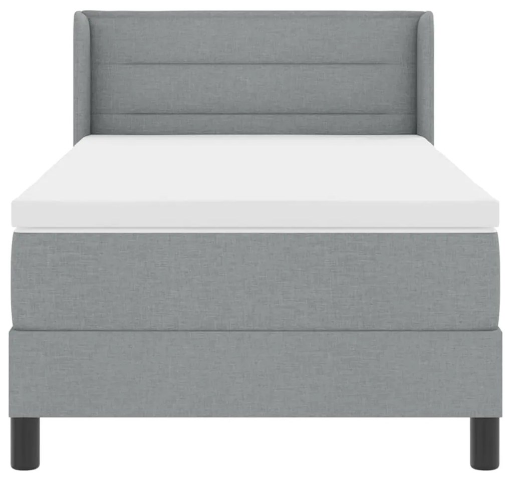 Cama Box com Colchão - Cinza Claro, 90 x 190 cm, Tecido