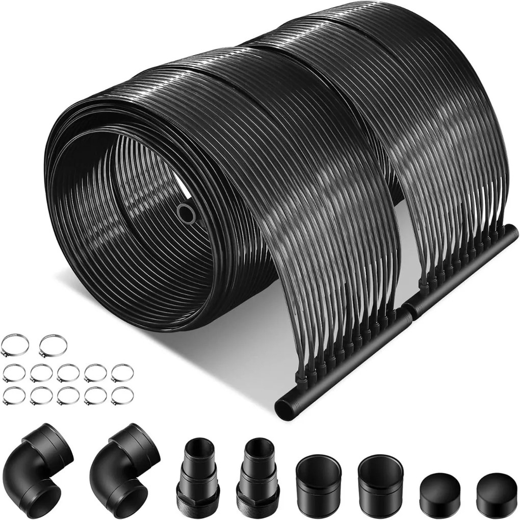 Aquecedor solar para piscina em PE 2 painéis de aquecimento solar de 300 x 75 cm (SEM SUPORTE) Preto