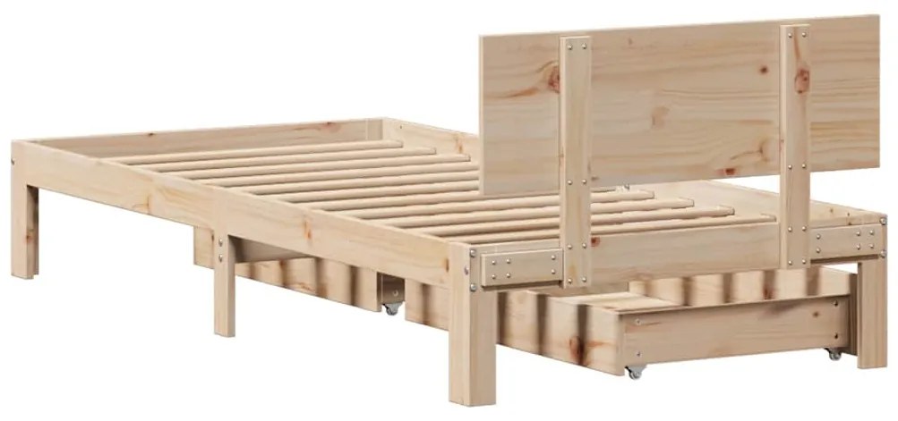 Estrutura de cama c/ gavetas 100x200 cm madeira de pinho maciça