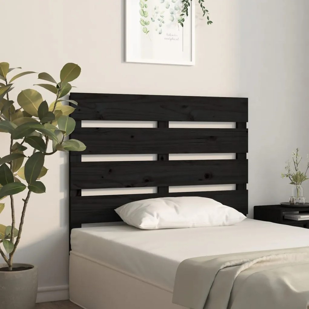 Cabeceira de cama 100x3x80 cm pinho maciço preto