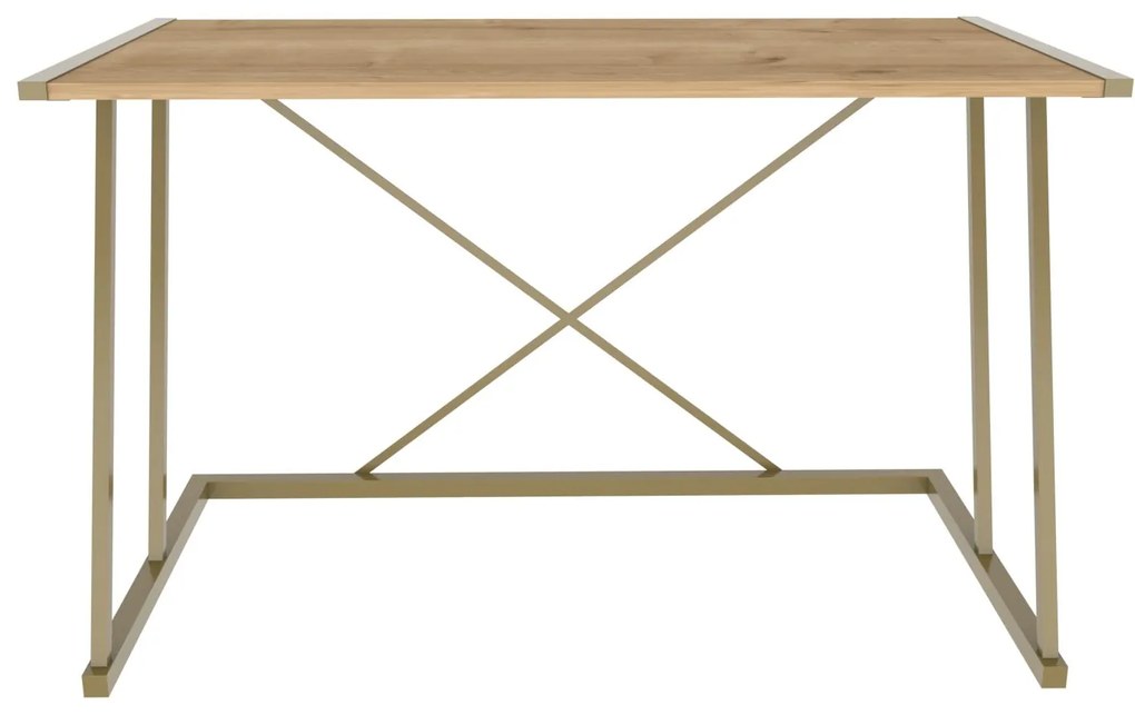 Secretária de Estudo Adelaide - Dourado e Carvalho - 114x60x75 cm