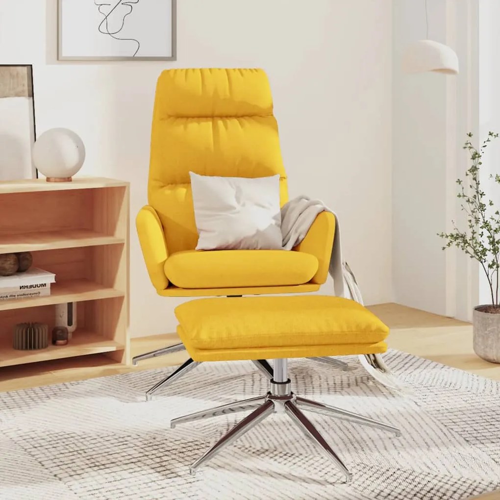 vidaXL Cadeira de descanso com banco tecido amarelo mostarda