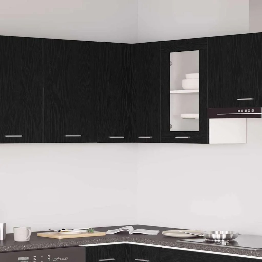 Armário de Canto Suspenso - Carvalho Preto - 57 x 57 x 60 cm - Feito d