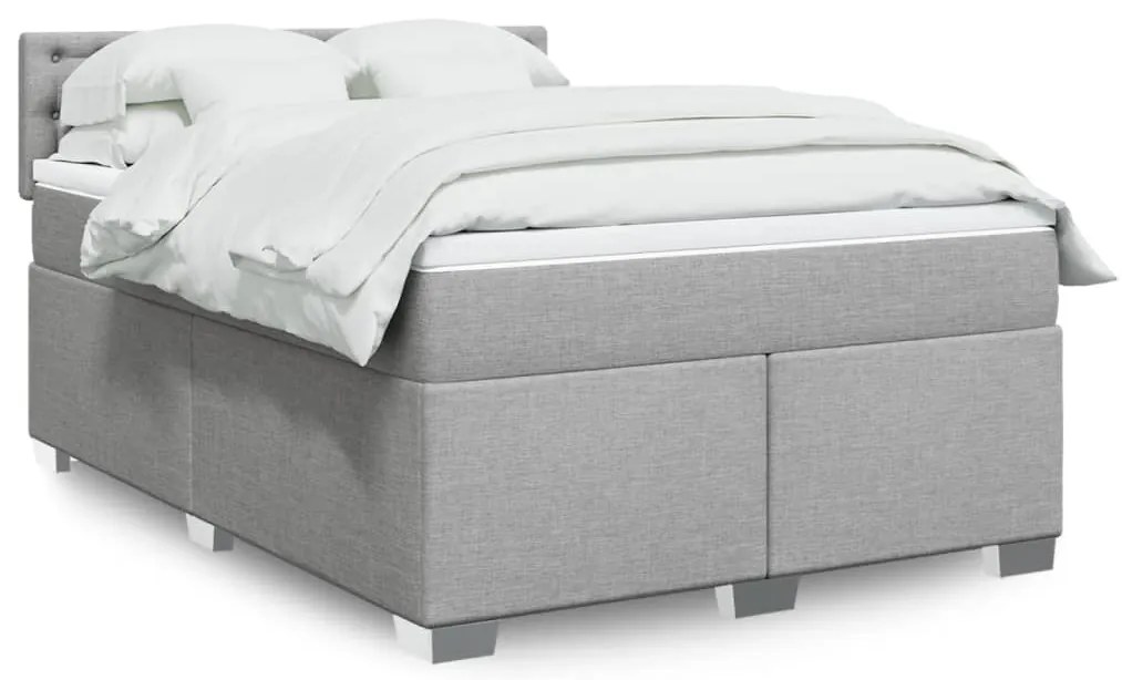 vidaXL Cama com molas/colchão 140x200 cm tecido cinzento-claro