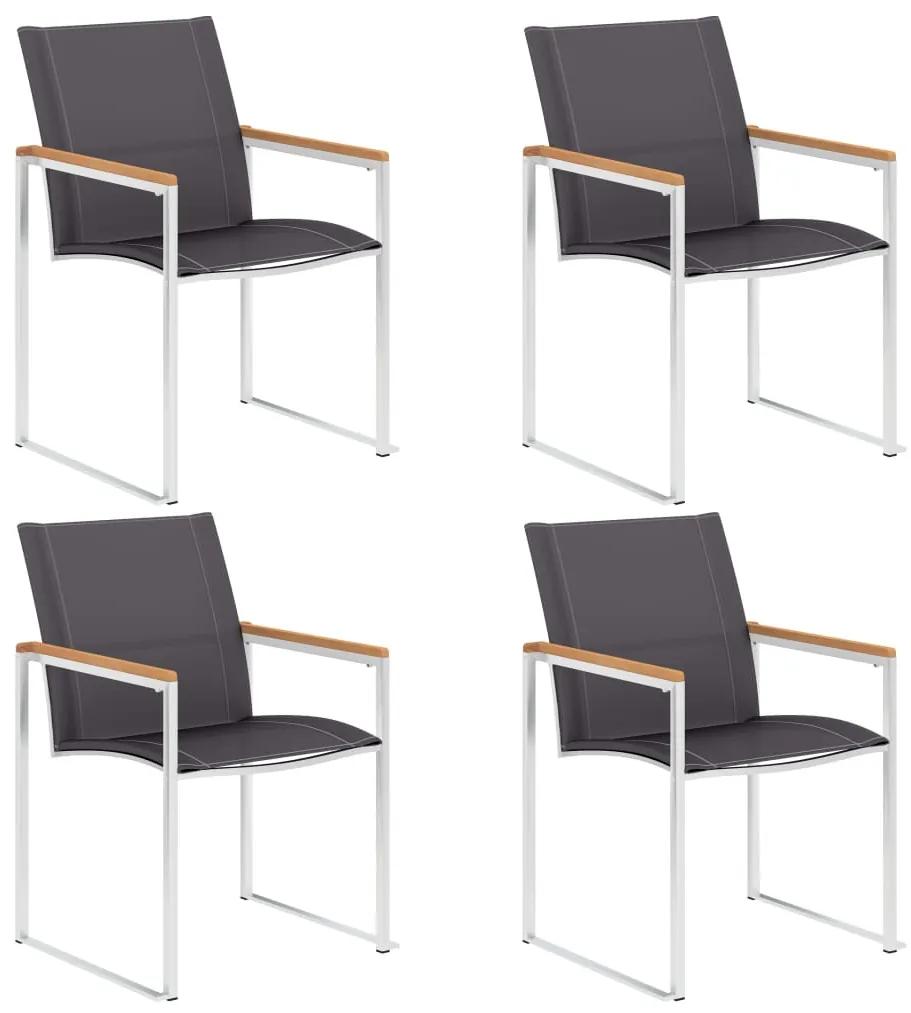 Cadeiras de jardim 4 pcs textilene e aço inoxidável cinzento
