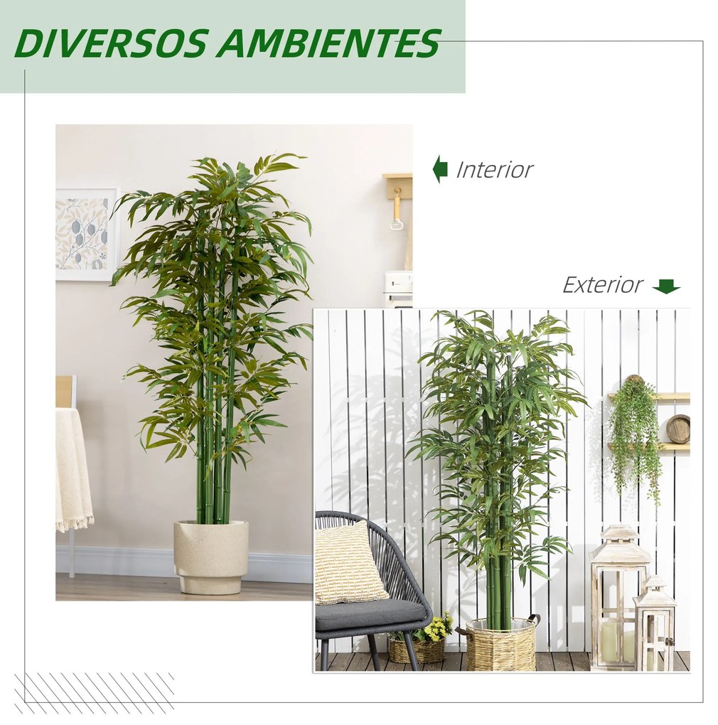 HOMCOM Planta Artificial Bambu em Vaso 180cm Bambu Artificial para Int