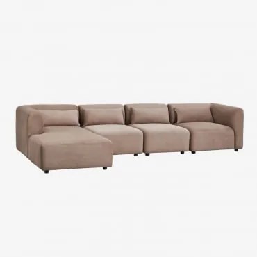 Sofá Modular Chaise Longue Esquerdo De 4 Peças Fogler Bombazina Castanho Camel - Sklum