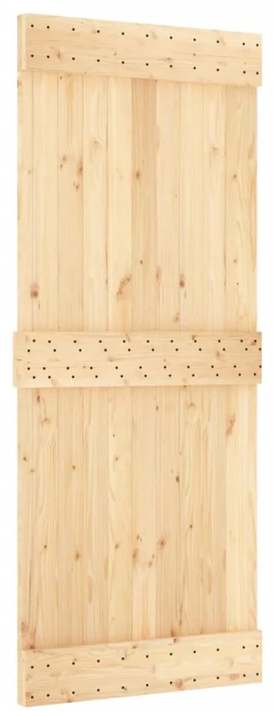 Porta de correr com ferragens 85x210 cm madeira de pinho maciça