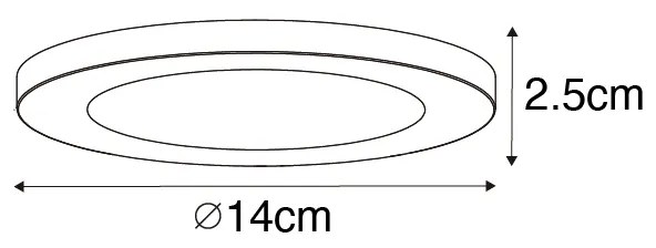 Conjunto de 6 focos embutidos ou de superfície brancos 14 cm incl. LED Dimmer de 3 níveis para quente com interruptor DIP - Trans